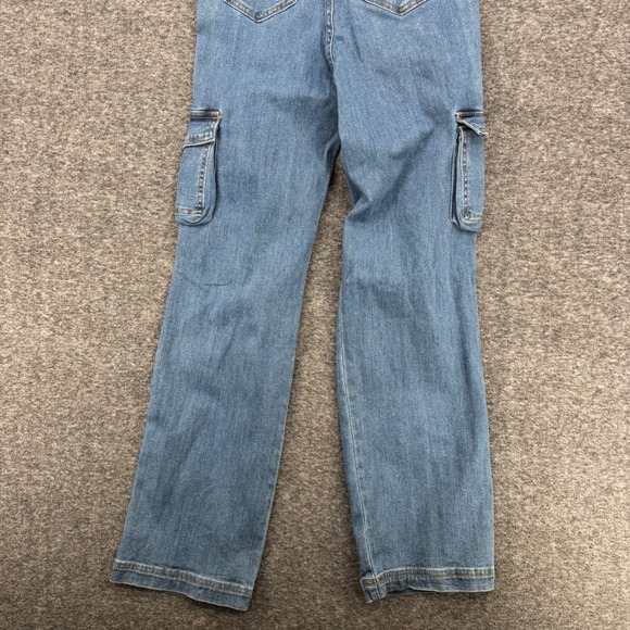 Aphrodite Distressed Cargo Jeans Womens 25 Medium Wash Shredded Straight Leg - Picture 7 of 8